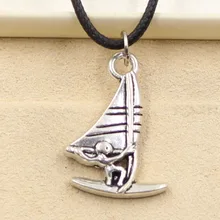 Мода виндсерфер виндсерфинга парусный спорт ожерелье подвесные женские украшения черная кожа панк колье кожаное ожерелье дружеский подарок