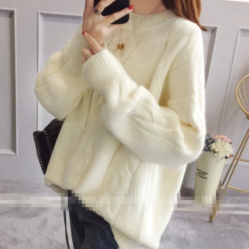 Pantalon Twisted Pullover Winter Sweater Women o neck winter clothes beige Long Sleeve jersey mujer pullover Jumper ropa | Женская