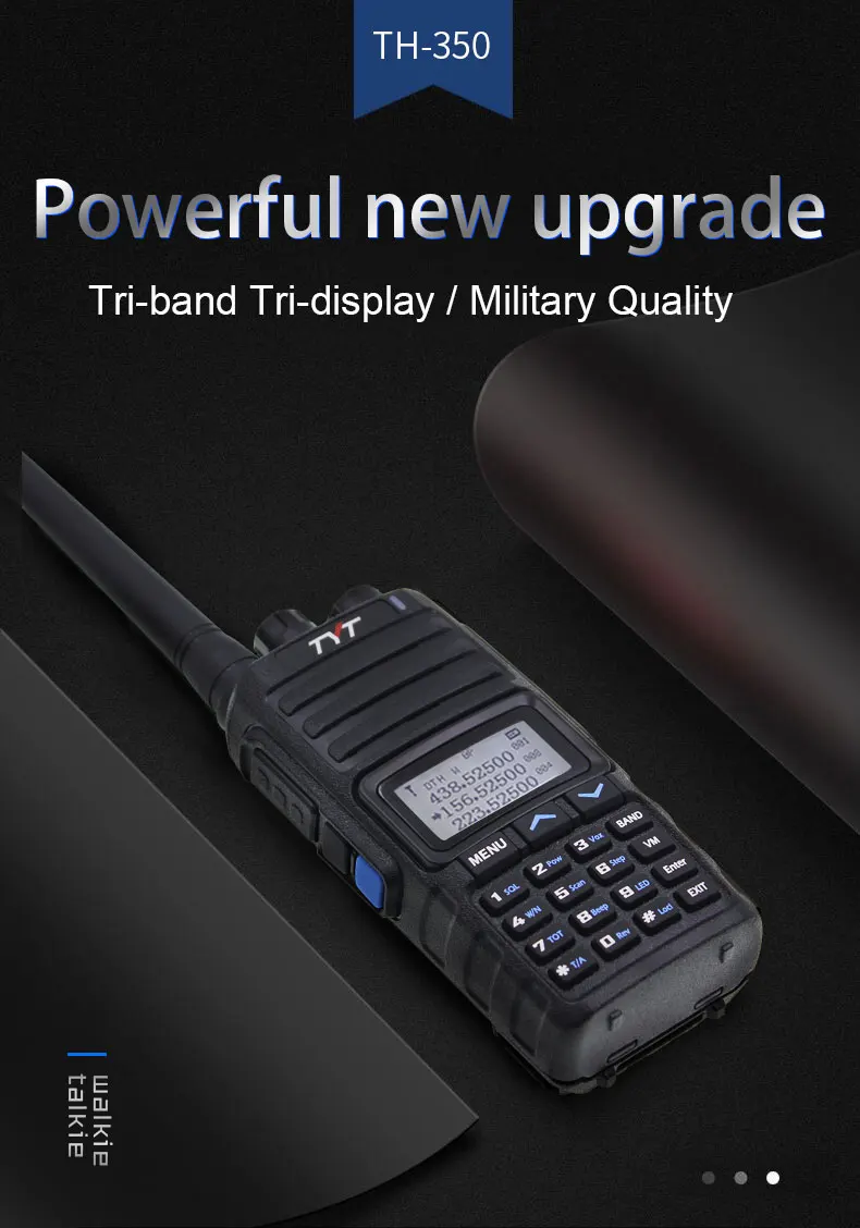 TYT TH-350 Tri-бренд tri-ожидания иди и болтай Walkie Talkie VHF UHF 136-174 220-260 МГц 400-480 10 км дальность handheldtwo-передающая радиоустановка