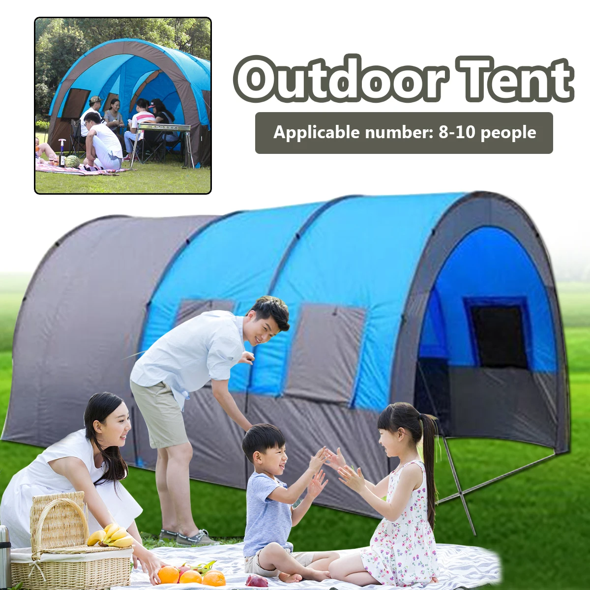 

8-10 Person Big Waterproof Camping Tent Outdoor Family Camping Hiking Instant Cabin Shelter Garden Yard Home Canopy Sunshade