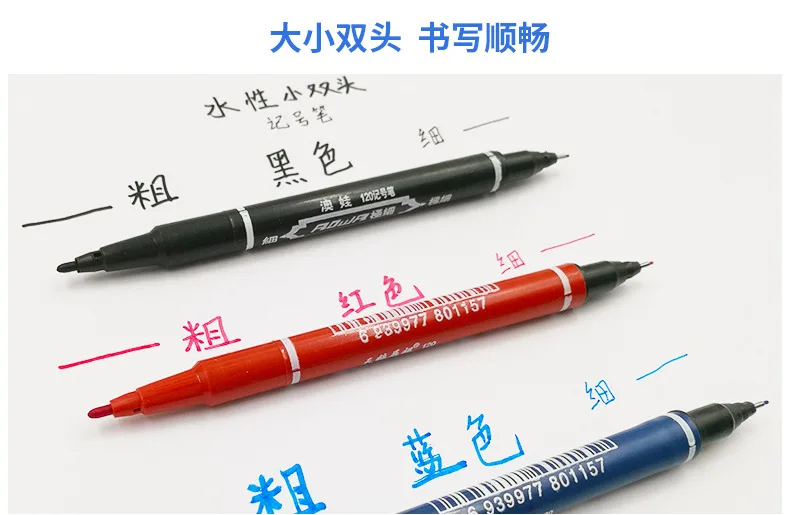 3 шт., двойной наконечник 0,5/1 мм, черные, синие, красные перманентные маркеры, ручки, знак, маркер, ручка для тканевого металла, качественный Fineliner для рисования