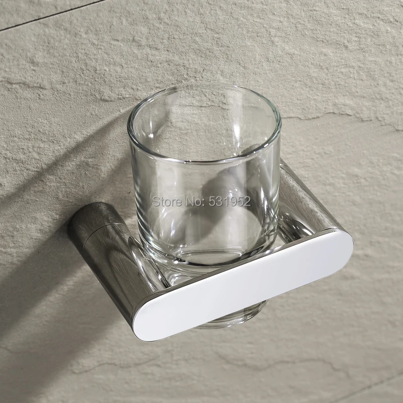 New Design Single Cup Tumbler Holder Stainless Stain Tooth Brush Holder With Cup Wall Mounted Bathroom Accessories