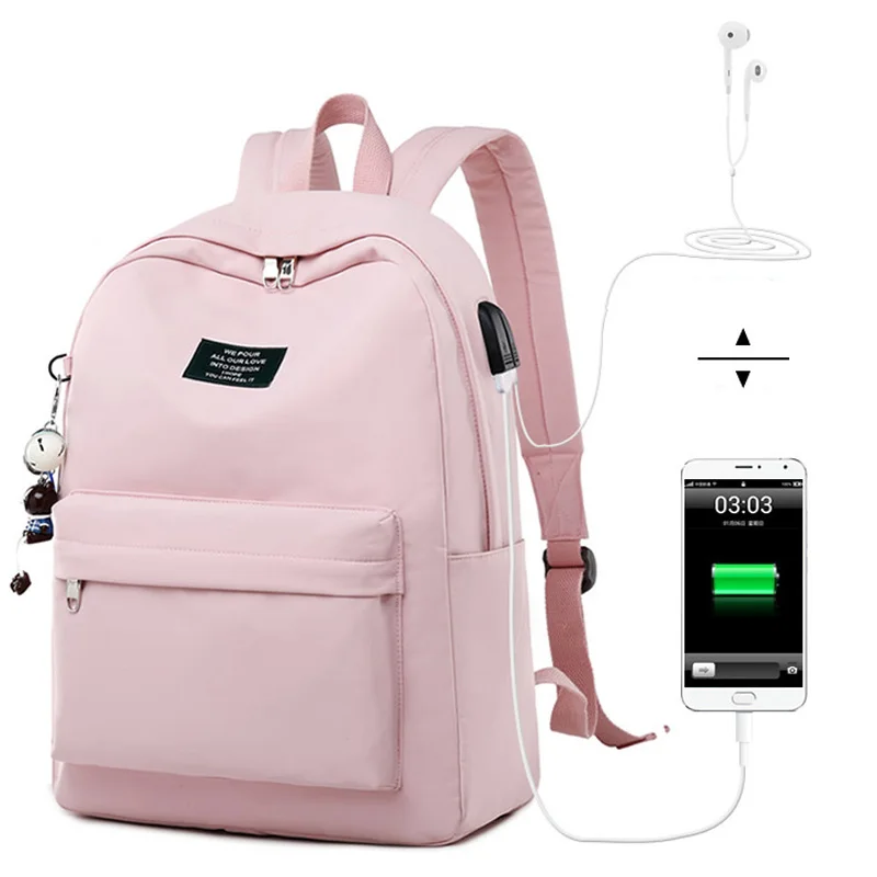 

Fashion High Quality Backpack Women Teenagers School Bag Waterproof Fabric Laptop Girls Large Capacity USB Bkpack Travel Bag