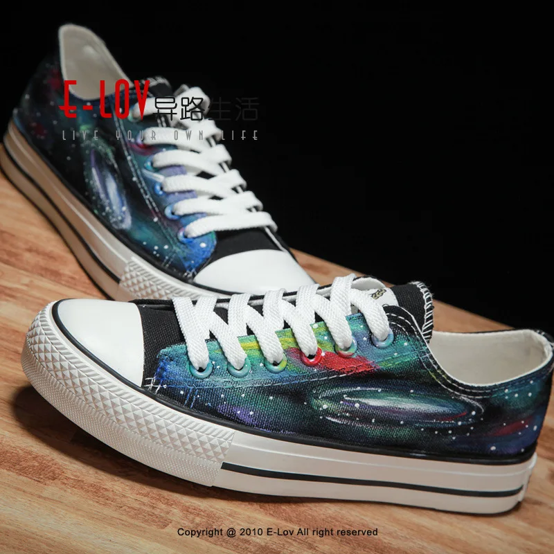Different Road Hand Starry Sky Canvas Shoe Sneakers Women Canvas Shoe Black Cloth Shoe Platform Shoes Woman Zapatos De Mujer