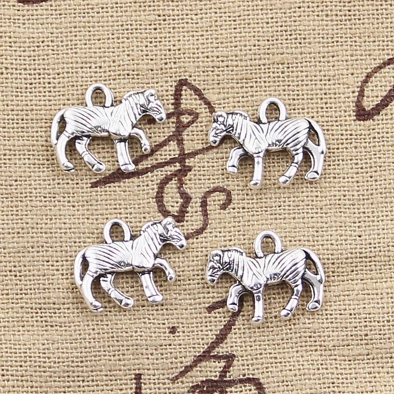 

15pcs Charms lovely zebra pinto 12x15mm Antique Tibetan Silver Pendant Findings Accessories DIY Vintage Choker Necklace