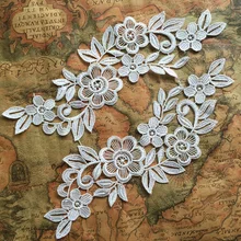 10Pieces Embroidered Lace Applique Sewing Wedding Fabric For Costume Dress Decor Bridal Veil Polyester Motif