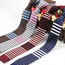 Персонализированные тонкие 6 см в полоску трио три цвета вязаные галстуки модные регулируемые мужские полосы шеи галстуки Cravatta Uomo