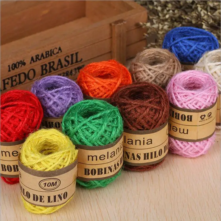 

Jute Twine Natural Rustic DIY Tags Wrap Wedding Decoration Crafts Twisted Rope String Cord Events Party Supplies 10M