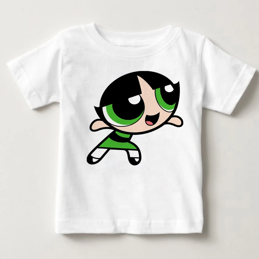 Powerpuff/футболка для девочек детская футболка из чистого хлопка с короткими рукавами и круглым вырезом Детская рубашка Милая футболка одежда для маленьких девочек, MJ