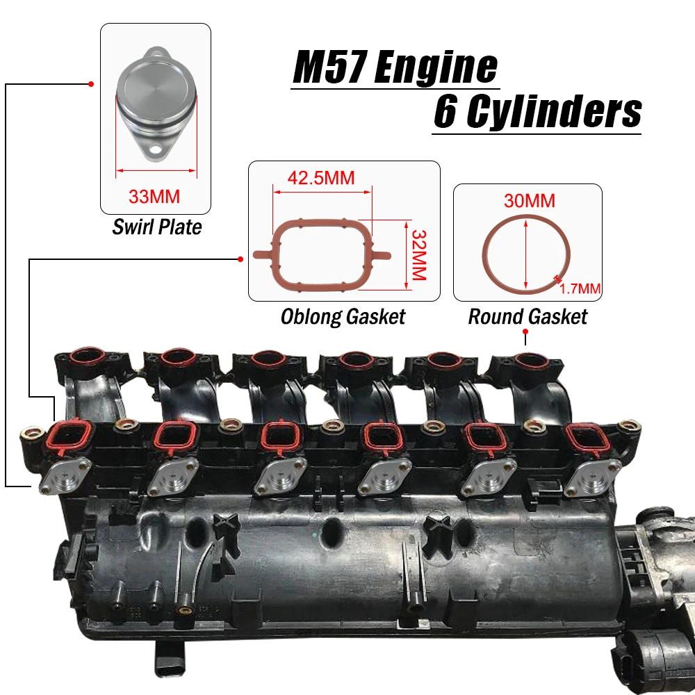 6 шт. 33 мм OEM дизайн из алюминия для BMW Swirl заглушка пластины уплотнение с прокладкой впускного коллектора 6 цилиндров HT-IMK02