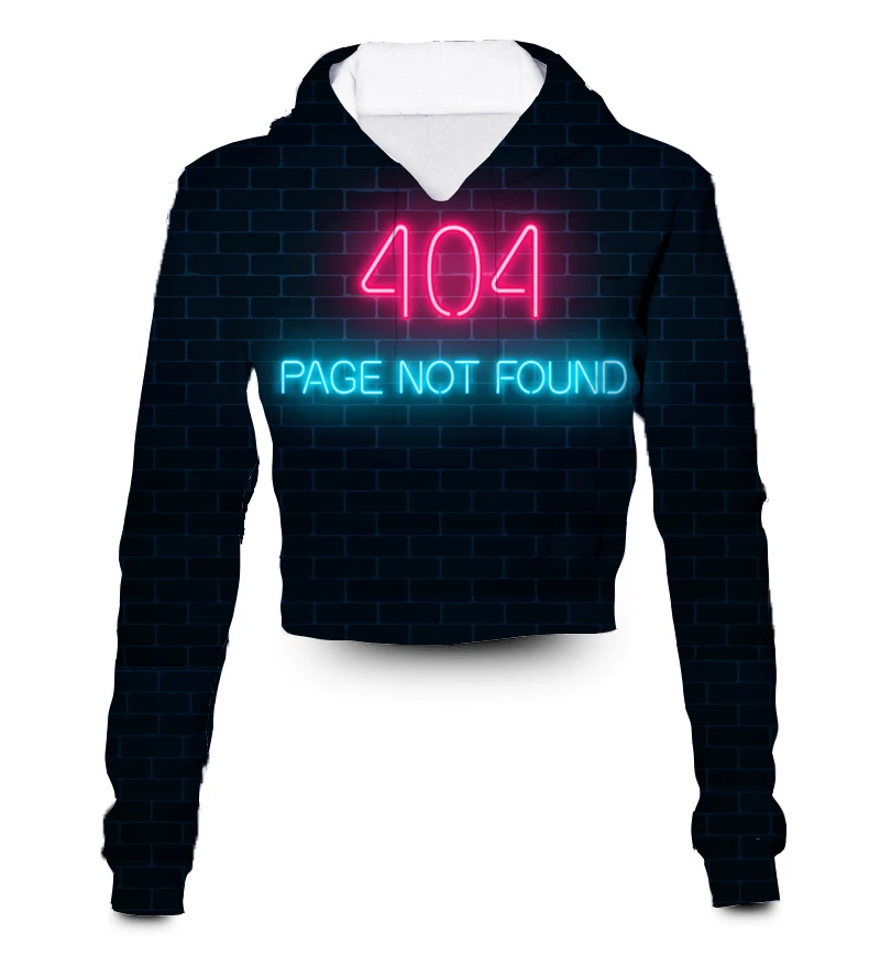 

Custom Made 404 Not Found Sublimation Printing Plus Size Crop Hoodies