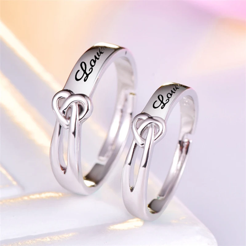 Personalized Stainless Steel Heart Couple Get Married Wedding Ring 2pcs/pair