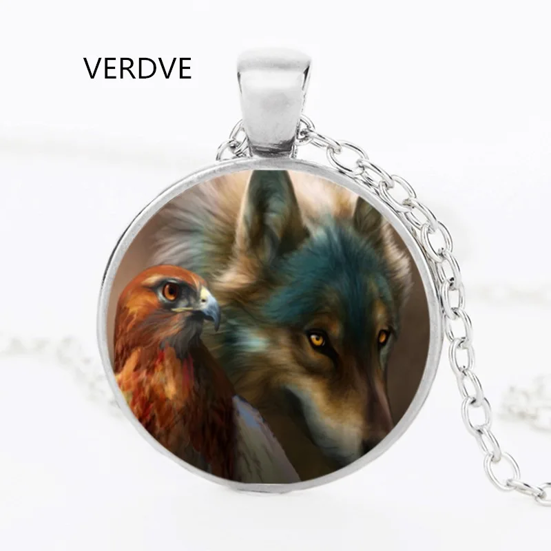 Free Shipping Wholesale New Nymph Wolf Necklace Glass Pendant Glass Jewelry Photo Round necklace