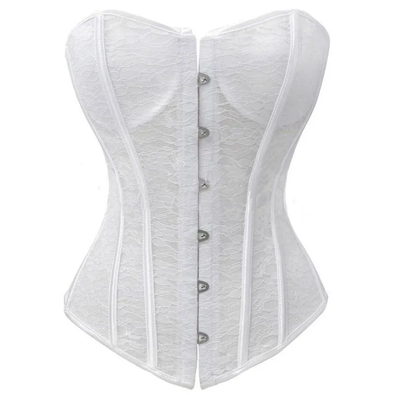 White Sexy Bridal Wedding Lingerie Corselet Open Floral Lace Bustier