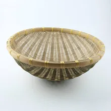 Натуральная бамбуковая винтажная круглая корзина для хранения плетеных фруктов еда корзина для мусора украшения дома лотки поддоны