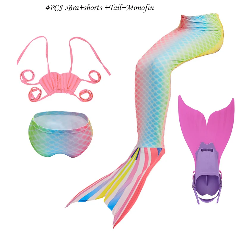 

New Mermaid Tails Bikini Costumes for Girls Swimming with colorful Mermaid Tail Cosplay Swimsuit Kids Children Swimmable
