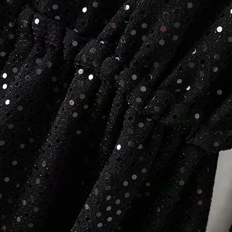 Women Dot Sequin Playsuit Sexy Backless Club Elegant Black Rompers Party NightClub Overalls Round Collar Clothing 