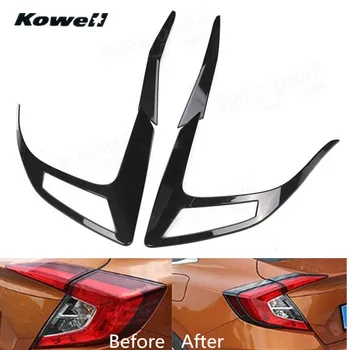 

KOWELL Luxury Carbon Fiber Looks Pattern Tail Light Eyelid Trim Sticker For Honda Civic 10th Sedan 2016 2017 Styling Mouldings