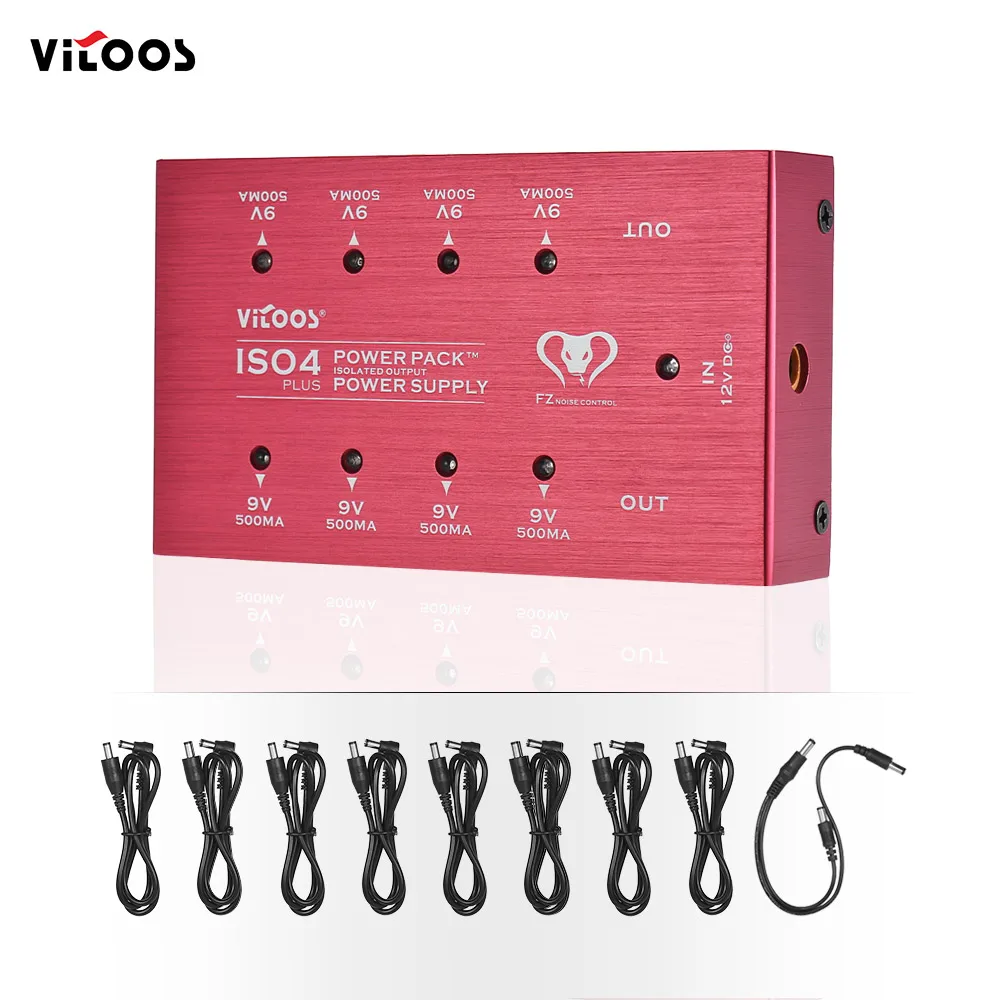 

VITOOS ISO4PLUS Compact Guitar Effects Power Supply Power Pack Station 8 Isolated DC 9V Outputs Max. 500mA Guitar Accessories
