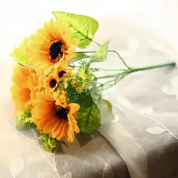 Шелковый Подсолнух букет желтый моделирование Свадебные искусственное цветочное украшение дома Гостиная Цветочные Вечерние невесты