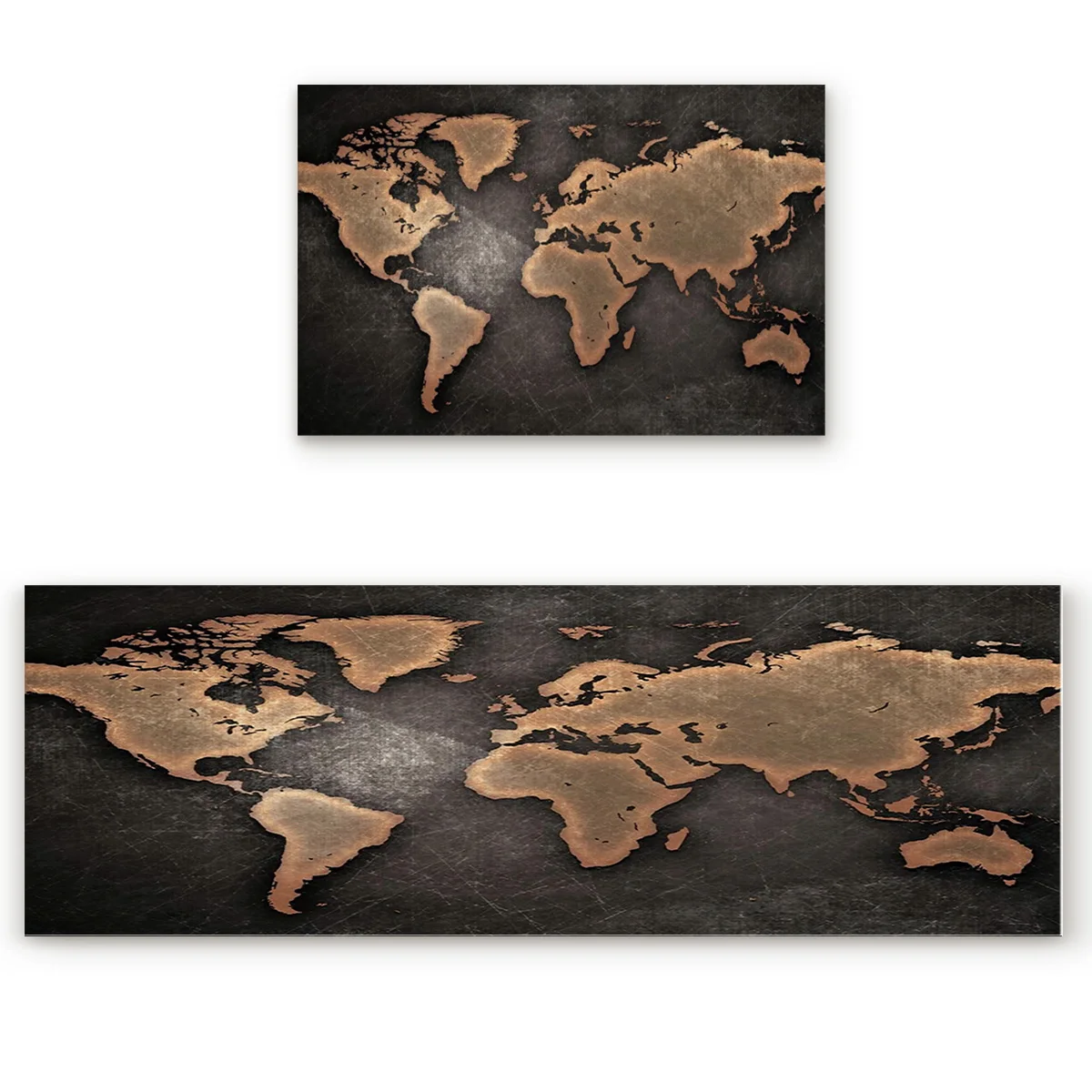 

Retro World Map 2 Piece Mat Under A Pet Water Food Bowl Doormats For Entrance Way Dirt Debris Mud Trapper Boot Shoes Scraper