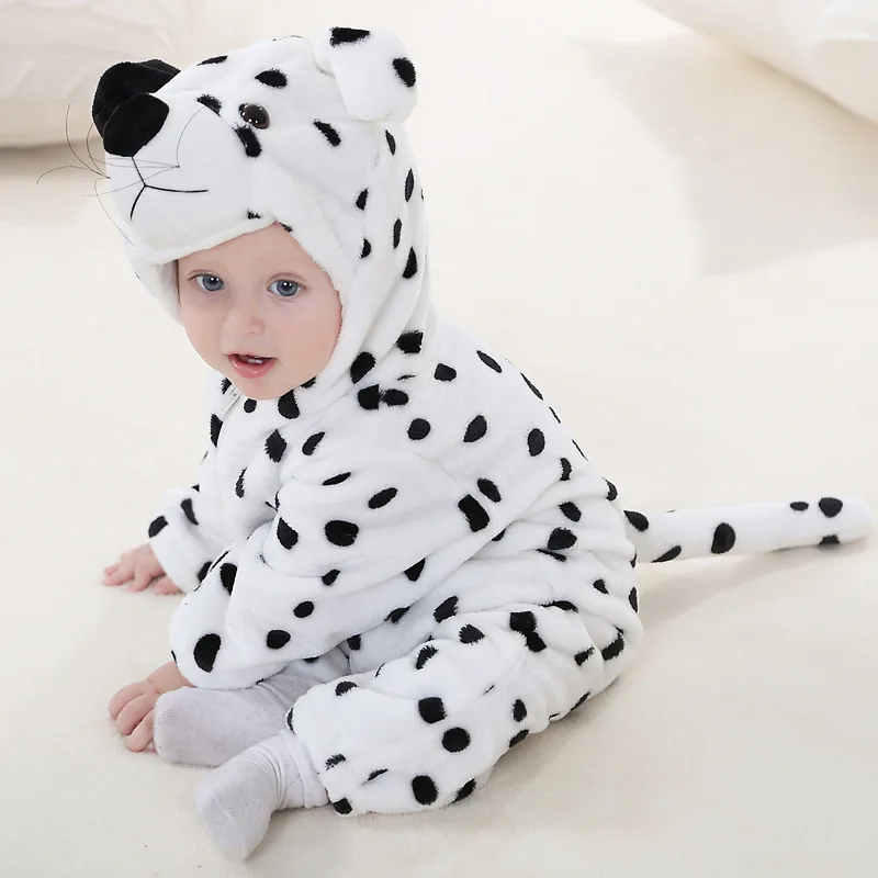 Зимние детские комбинезоны; одежда для маленьких девочек; Детский Комбинезон кигуруми; костюм панды из аниме; Пижама для маленьких мальчиков; комбинезон для младенцев - Цвет: Snow leopard
