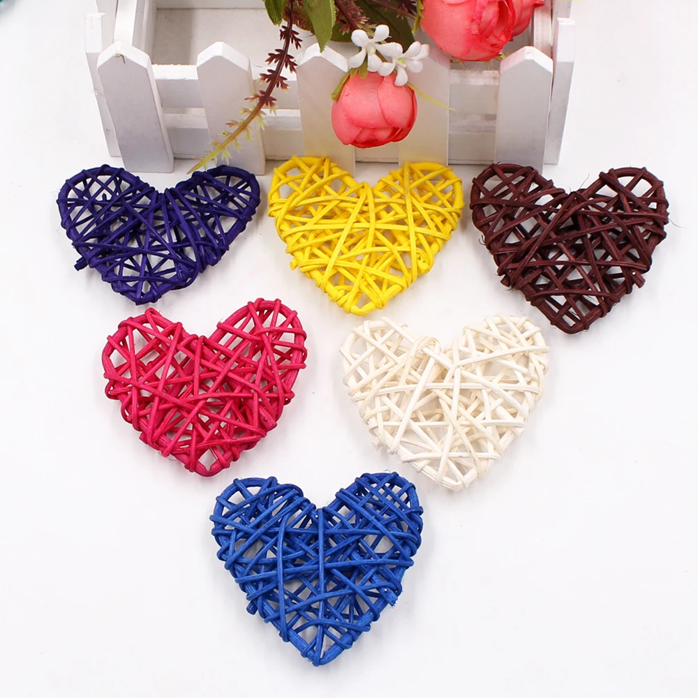 

5Pcs/lot Artificial Flowers Love Heart Straw Ball for Wedding Christmas Party Decoration DIY Handmade Rattan Home Decor Supplies