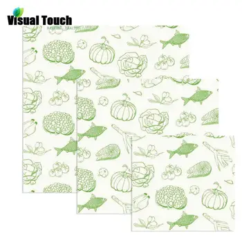 

Visual Touch Reusable Washable Beeswax Cloth Wrap Bread Cover Stretch Sandwich wrap Cup Bees wax Wrap Fish Pumpkin Pattern