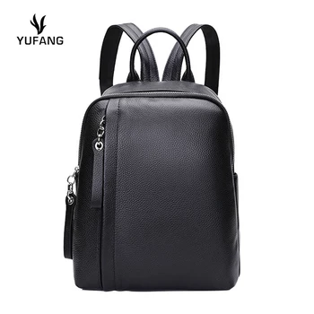 

YUFANG Cow Real Leather Backpack Female Lady College School Backpacks Luxury Back Bag Genuine Leather Backpack for Women
