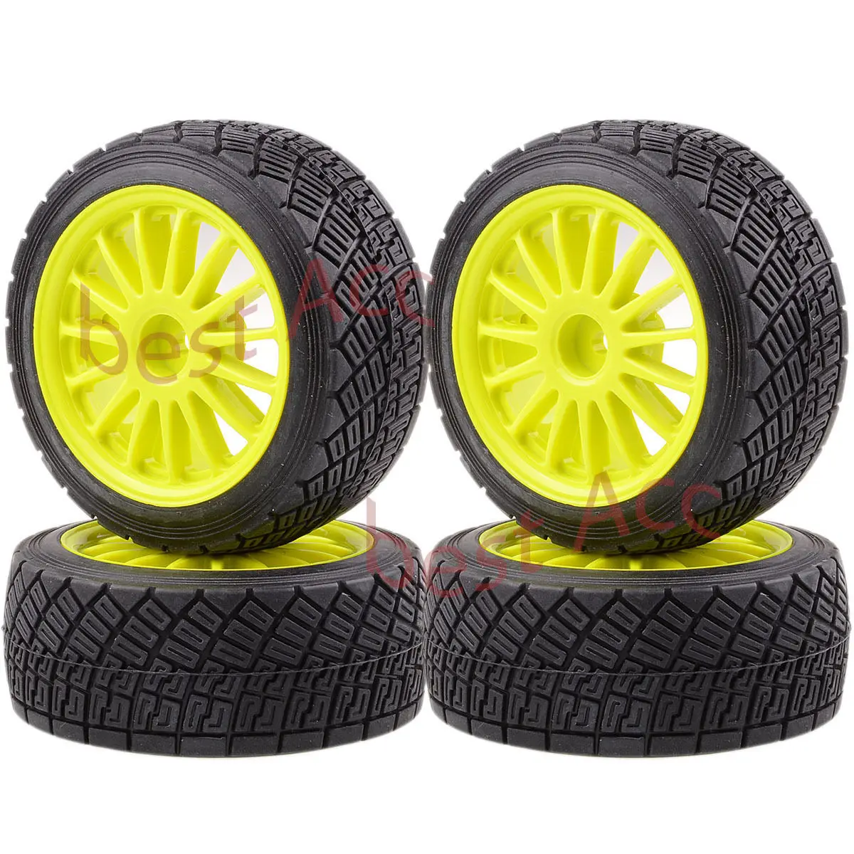 

4PCS 2.2" Wheel Rims & Tires Yellow 1/8 RC HPI RTR WR8 3.0 Ford Fiesta Flux Rally