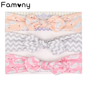 

3Pcs/Set Rabbit Ears Cotton Headbands for Kids Soft Knotted Stretchy Elastic Printed Hair Bands Newborn Girls Hair Accessories