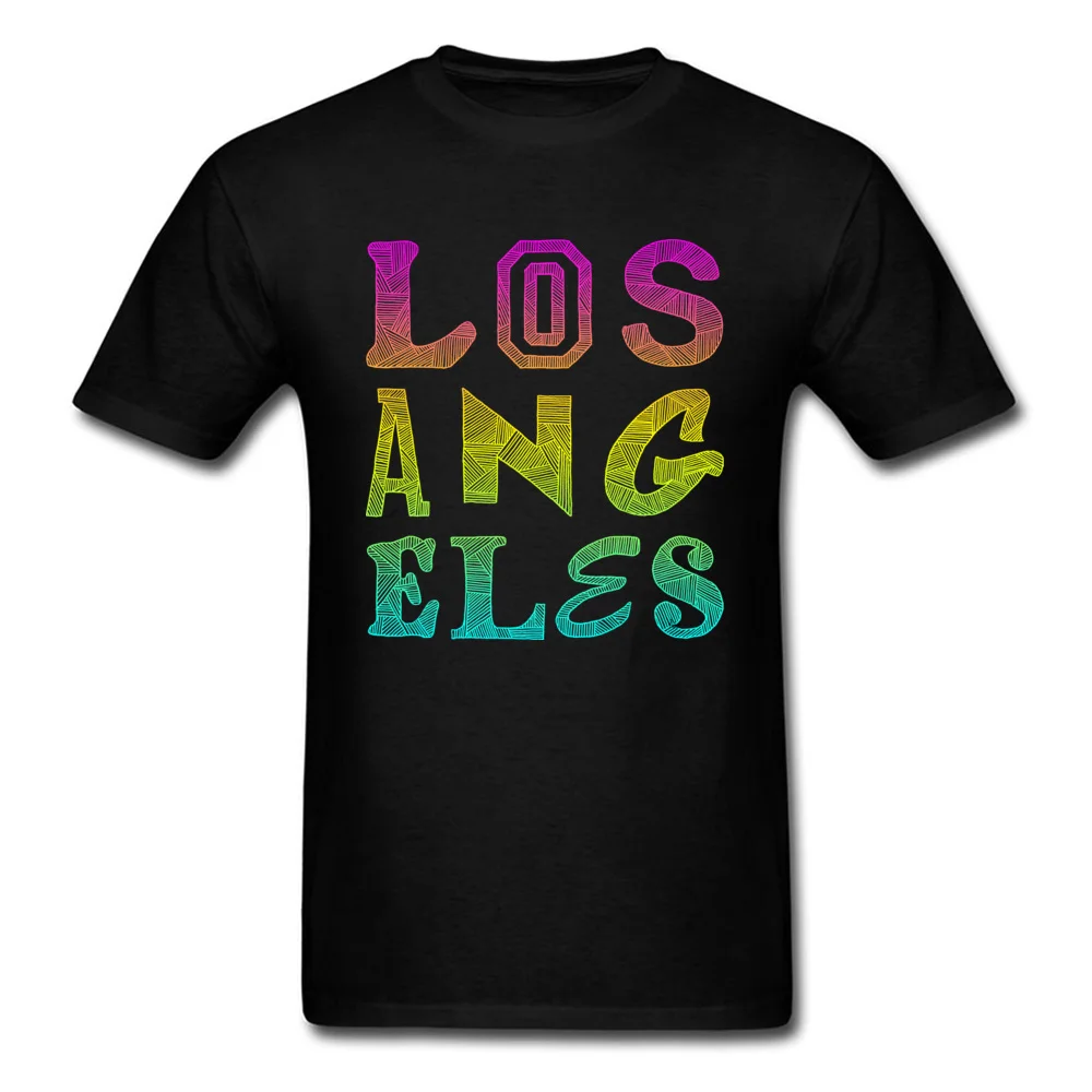 O Neck Los Angeles 100% Cotton Mens Tshirts Fitness Tight Short Sleeve Tops Shirt Cute Camisa Sweatshirts Top Quality Los Angeles black