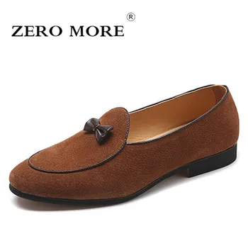 

ZERO MORE Tie Mens Shoes Casual Vintage British Big Sizes Pointed Toe Slip On Shoes Men Loafers Pig Suede Men Shoes Luxury 2018