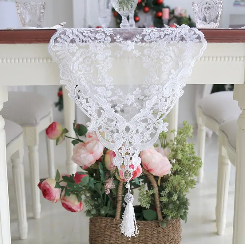 

European Table Runner White embroidered tea lace table cloth cover towel home Christmas tablecloth placemat Wedding decor