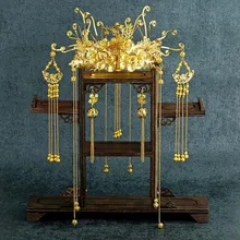 FORSEVEN золото в традиционном китайском стиле феникс головной убор кисточкой серьги шаг пожать тиара Корона невесты свадебные украшения для волос наборы для ухода за кожей