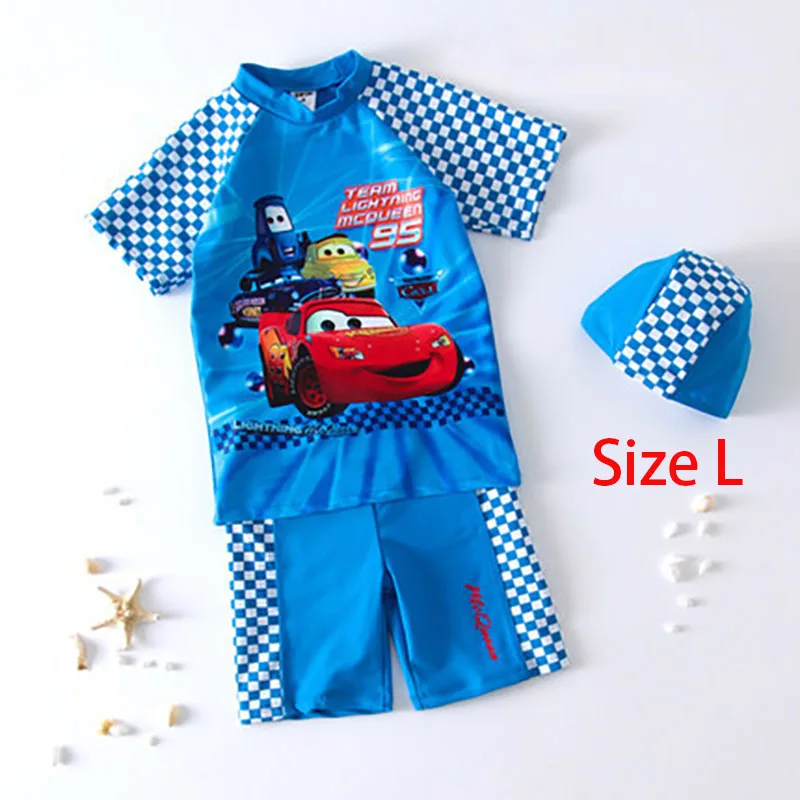 Купальный костюм высокого качества для маленьких мальчиков и девочек; детский купальный костюм с рисунком; купальный костюм для малышей; комплект из 2 предметов; Шапочка+ костюмы для младенцев - Цвет: L(95-105CM)