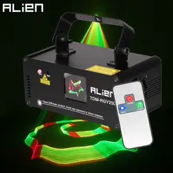 Чужой удаленного 3D 250 mW RGY DMX512 лазерной сканер проектор диско DJ вечерние Рождество профессиональное сценическое освещение эффект световое