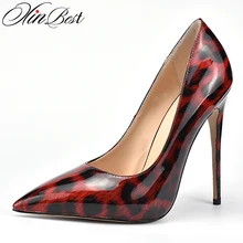 Xinbest Festa de Casamento Sexy Mulheres Bombas Moda Dedo Apontado Saltos Finos de Impressão Leopardo sapatos de Salto Alto Stiletto calcanhar Zapatos Mujer 2019