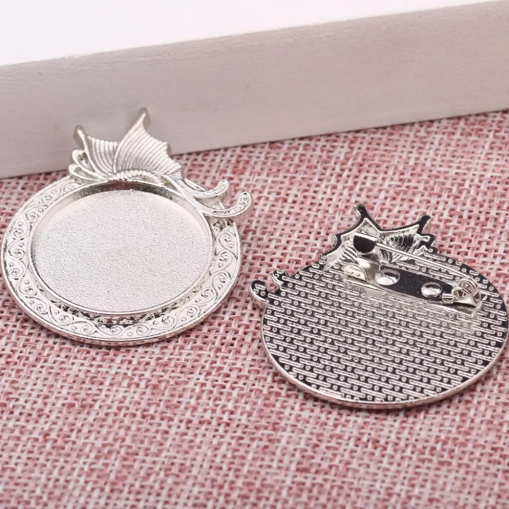 onwear 2pcs fit 25mm butterfly wing brooch pin backing base 25mm cameo cabochon brooch bezels