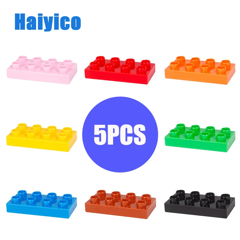 

Haiyico Duplo 8 Hole Thin Brick Building Blocks Construction Basic Bricks 2x4 Dots Creative Building Accessories Parts Toys Gift