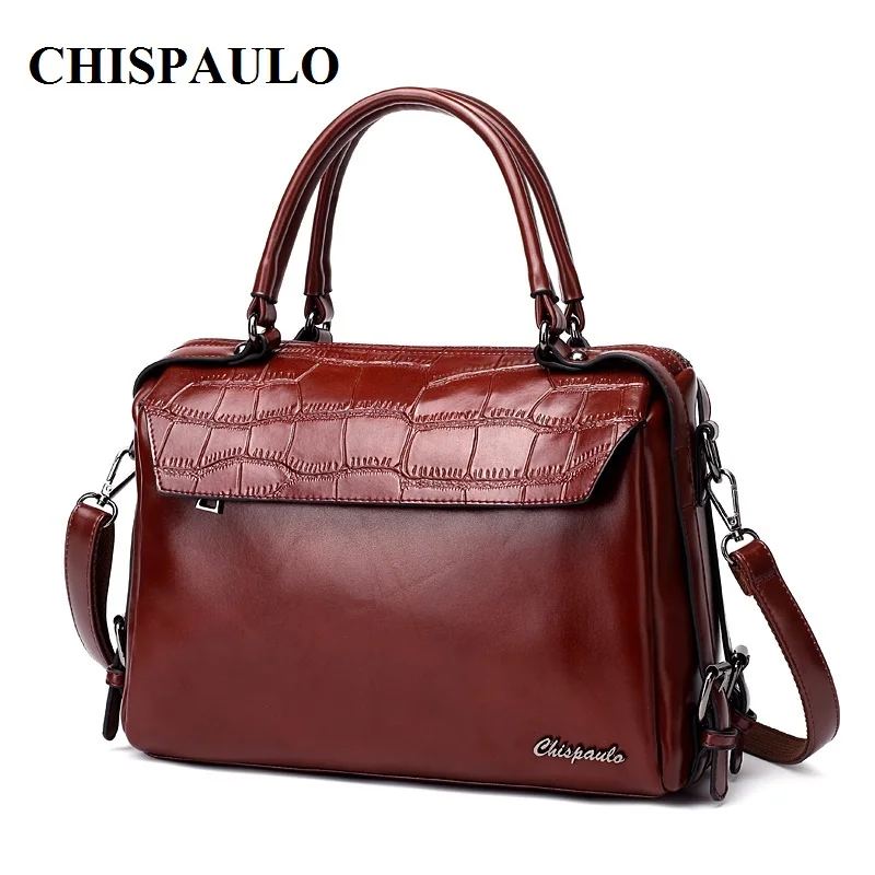 

CHISPAULO Designer Women leather Handbags High Quality shoulder/crossbody Messenger Evening Tote bags Crocodile Bag oil X80