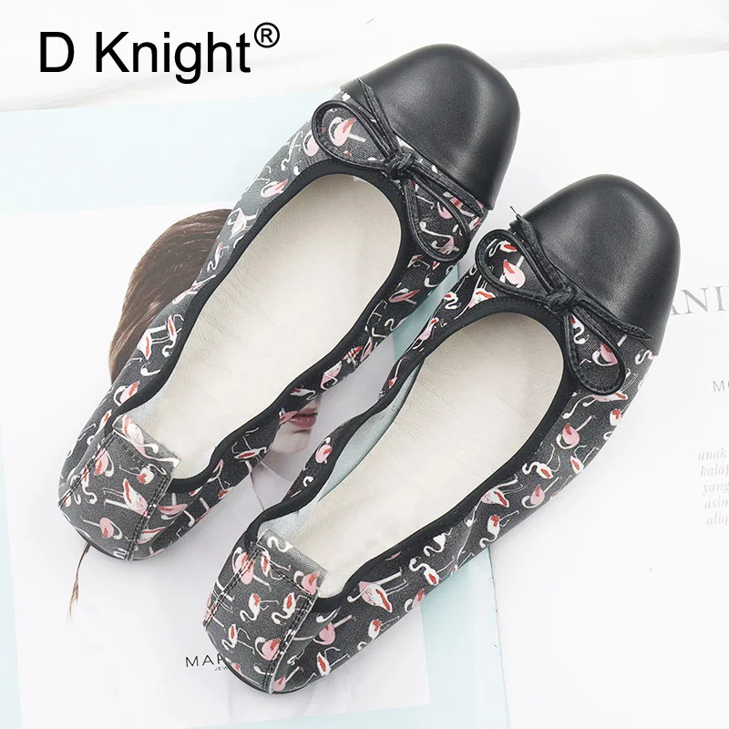 Bow Square Toe Comfortable Baleriny Woman Shoes Plus Size Female Ballet Flats Spring Shallow Casual Loafers Pregnant Women Shoes (3)