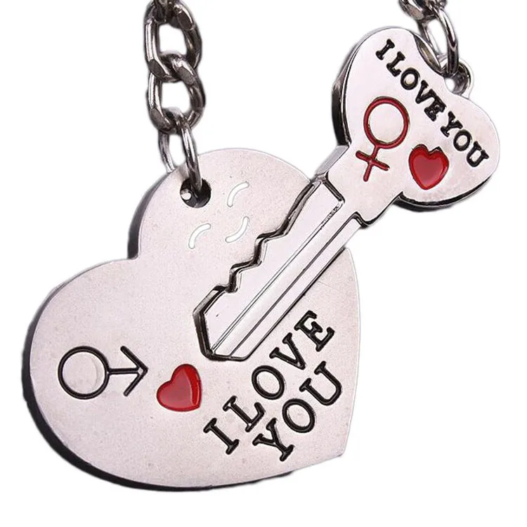 Я люблю тебя Пара Сердце и подвеска в форме ключа брелок набор День Святого Валентина влюбленных подарок автомобиль брелок брелки
