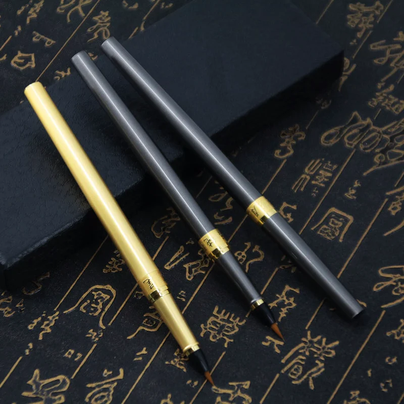 

2pcs 1gold + 1black Soft Nylon hair Chinese Calligraphy Brush Pen Art Marker Sketch Calligraphy Pen