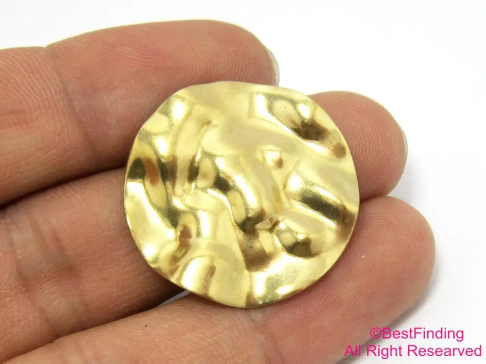 

Raw brass Wavy disc 28mm Round brass earrings findings R386