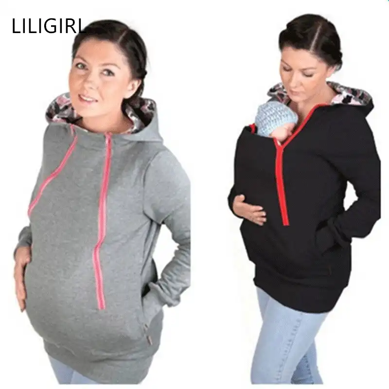 LILIGIRL/толстовка с капюшоном для родителей; куртка; коллекция 2018 года; пуловеры для мам и беременных женщин; пуловеры с кенгуру; Верхняя одежда для беременных - изображение