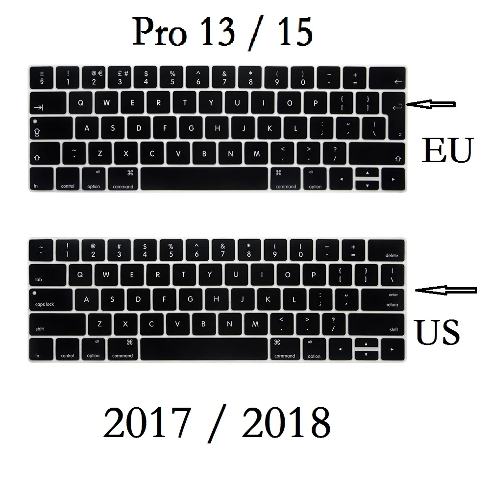 ЕС США для Macbook Pro 13 15 крышка клавиатуры силиконовый A1706 A1989 A1707 A1990 Английский для Macbook Pro 13 15 клавиатура пленка