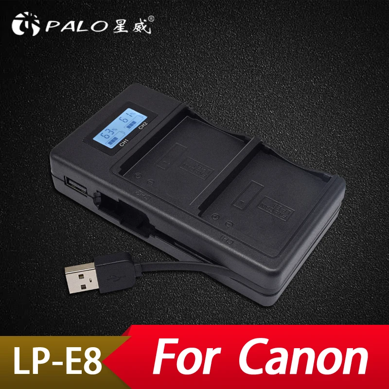 

Palo LP-E8 LPE8 LP E8 LCD Dual Charger Battery Charger for Canon EOS 550D 600D 650D 700D X4 X5 X6i X7i T2i T3i