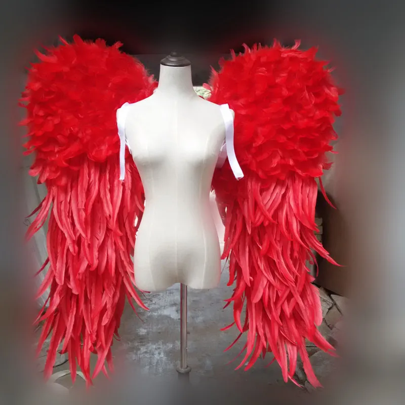 COS Costume luxury red goose feather wings for Automobile Exhibition