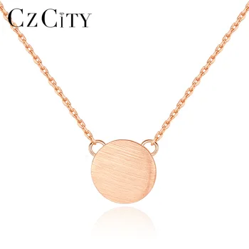 

CZCITY Genuine 925 Sterling Silver Round Pendant Necklace for Women Engagement Wedding Fine Jewelry Silver Collier Femme SN0349